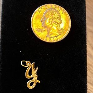 14K Solid Gold Diamond Cut Initial J Pendant